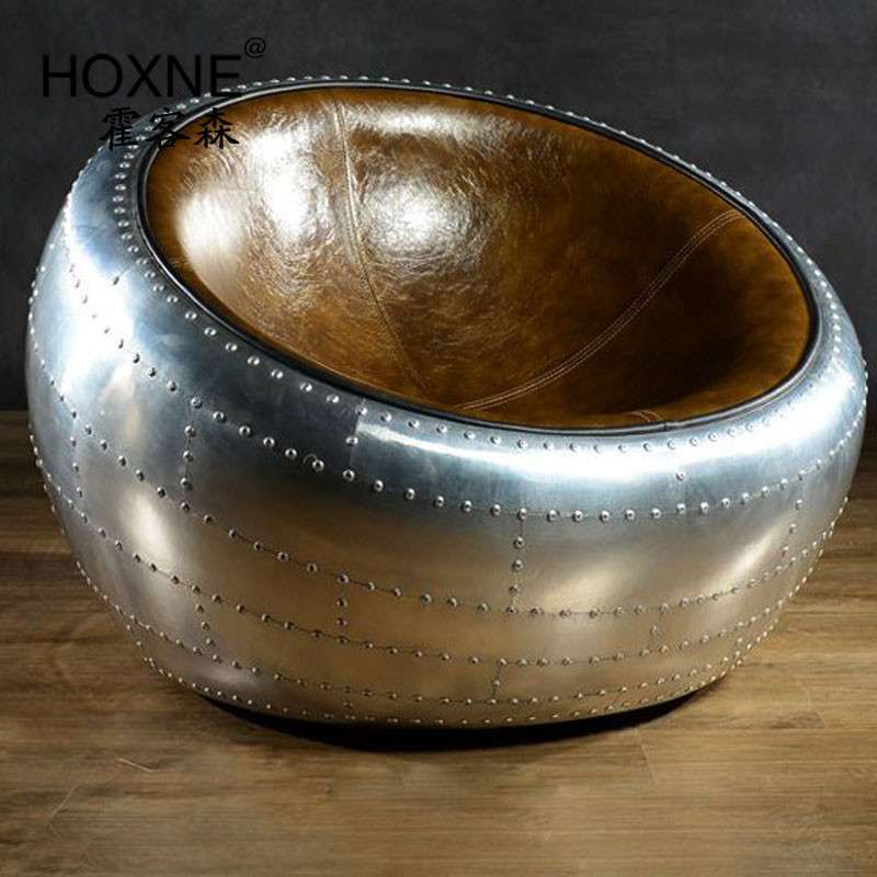 霍客森 太空铝皮苹果凳 复古大象皮矮凳 金属小圆球凳 沙发凳时尚 真皮