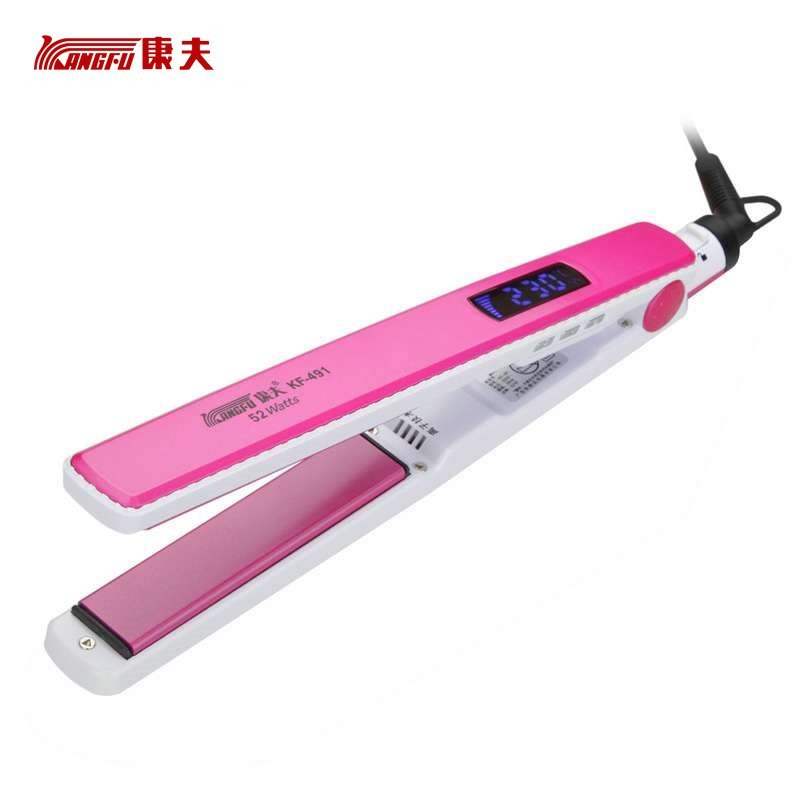 康夫(Kangfu）家用电子调温陶瓷油负离子夹直发器直发夹KF-491 粉红