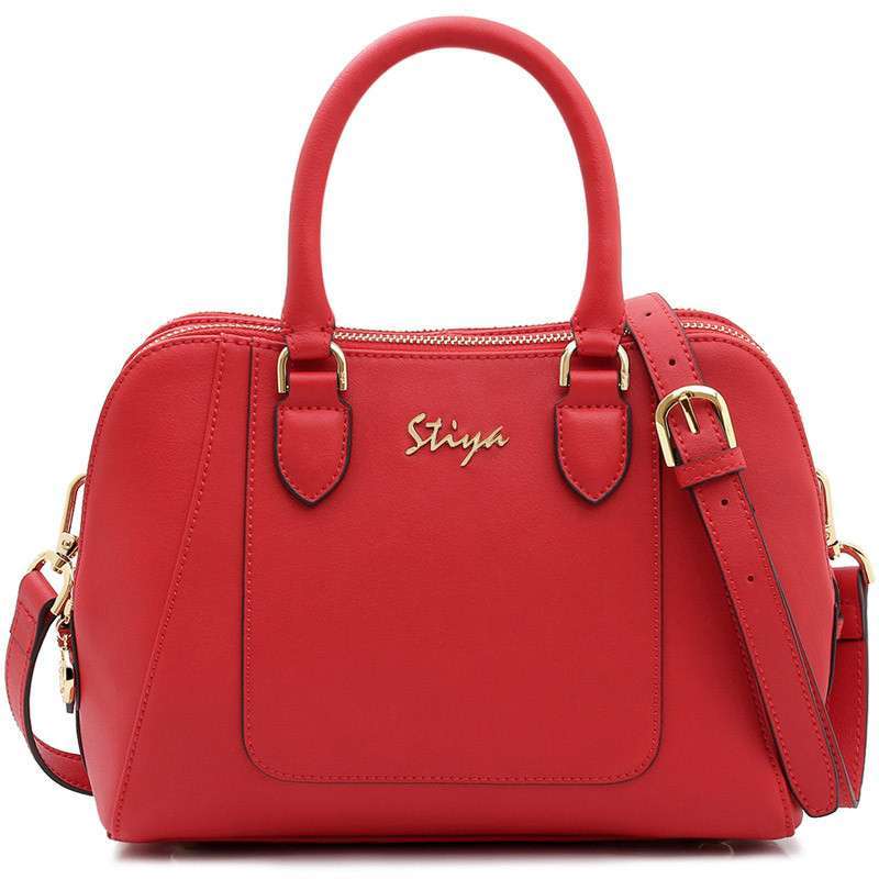 斯提亚（stiya）缤纷色彩系列轻巧迷你马蹄包 时尚真皮 女式手提斜挎包 SK152001 红色