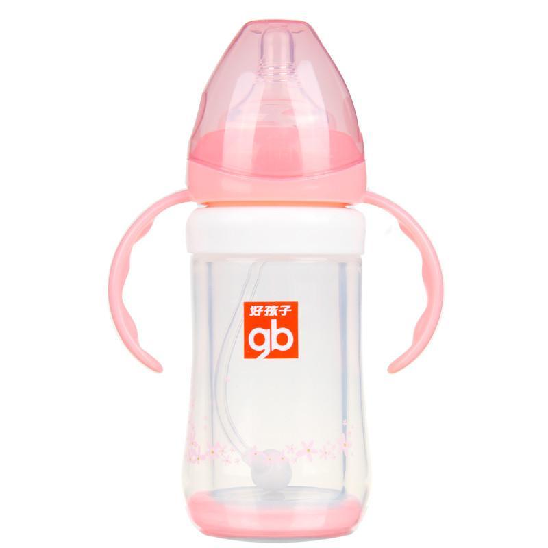 好孩子(GOODBABY)母乳实感宽口径握把吸管防爆奶瓶150ml(粉红)B80220