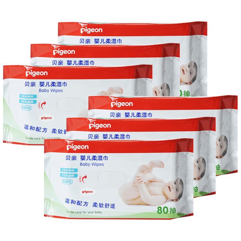贝亲(PIGEON)柔湿巾80片装6连包 PL191