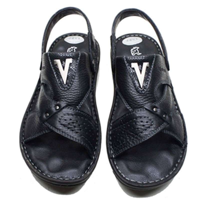 牛头牌v环露趾男凉鞋拖鞋按摩保健沙滩休闲男鞋轻质透气牛皮男鞋13907