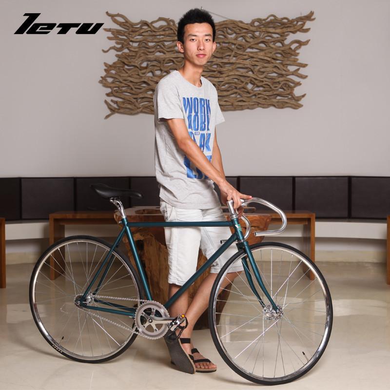 letu乐途复古死飞车 倒骑死飞自行车 电镀死飞 竞速死飞 高配 男女款