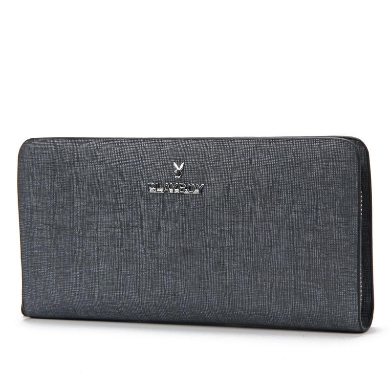 花花公子PLAYBOY手包男士手包时尚韩版手拿包牛皮商务包手抓包大容量手机包钱包PCA1781-4H1 浅灰色