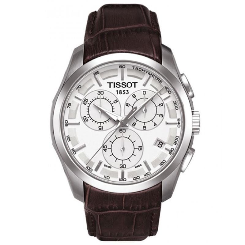 天梭TISSOT三眼计时酷图系列石英男士手表男表真皮皮革T035.617.16.031.00正品 T063.617.16.031.00