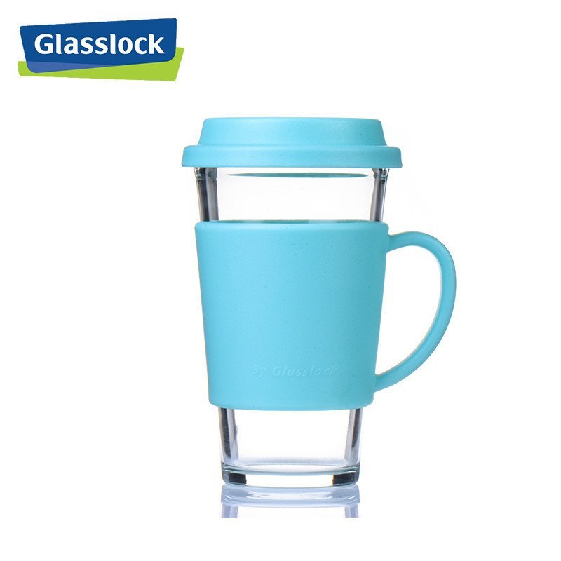 三光云彩(GLASSLOCK) 韩国进口玻璃水杯办公室钢化玻璃耐热茶水杯带把手500ml便携男女学生杯子