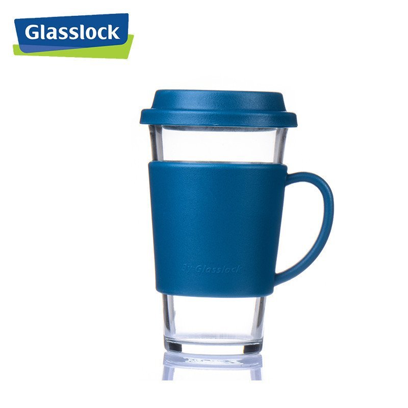 三光云彩(GLASSLOCK) 韩国进口玻璃水杯办公室钢化玻璃耐热茶水杯带把手500ml便携男女学生杯子