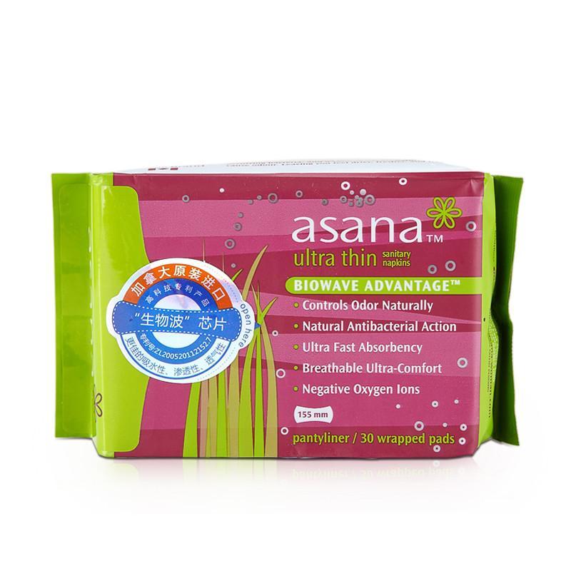 阿莎娜asana 加拿大原装进口超薄棉面护垫155mm 30P