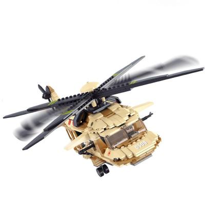 小鲁班m38-b0509 空军部队-uh-60l黑鹰直升机积木儿童益智拼插积木
