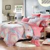 吉祥三宝家纺 全棉斜纹印花四件套床单被套-美妮娜 粉红色 粉红色 1.5-1.8m床通用