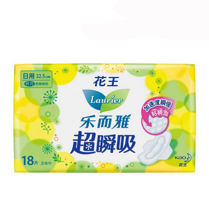 乐而雅超瞬吸纤巧日用护翼型卫生巾22.5cm*18片