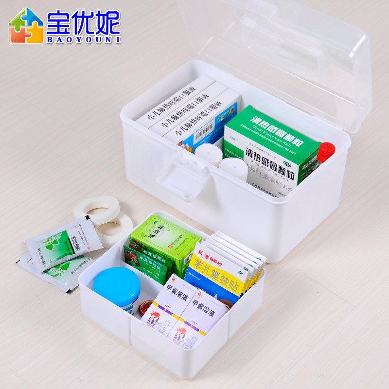 宝优妮 家庭医药收纳箱 家用急救箱DQ-YX01 白色