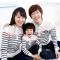 Thecouplepig亲子装新春装2015新款 全家装一家三口母子装母女装条纹翻领纽扣韩版潮装 白色 130cm