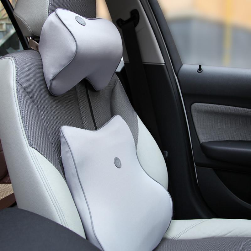 Karcle/卡客 汽车头枕腰靠 车用护腰靠垫靠背腰垫腰枕 记忆棉头枕腰靠套装灰色头枕+腰靠