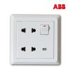 abb开关插座面板开关插座德逸雅白一开四孔带LED灯面板插座AE234