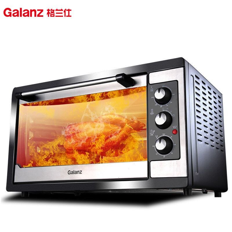 格兰仕（Galanz）KWS1538J-F5N 家用型电烤箱 U型管加热 三大烘焙模式 1500W大功率 38L超大容量 透明钢化玻璃门板 经典黑色