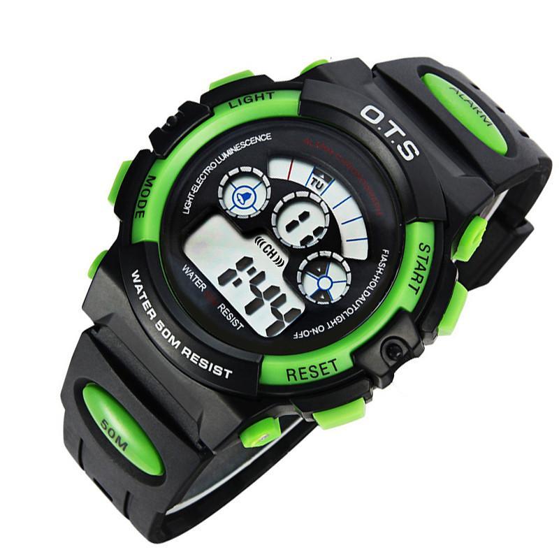 奥迪斯ots夜光表运动表防水表电子表七彩灯儿童表果冻表学生表833 黑