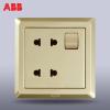 ABB开关插座面板德逸珍珠金色一开四孔带开关AE222-PG