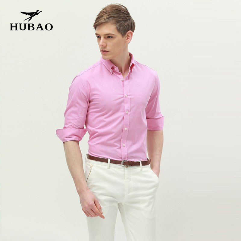 虎豹男装2015年春季款商务休闲天丝合身版长袖衬衫h28c15234 玫红 41