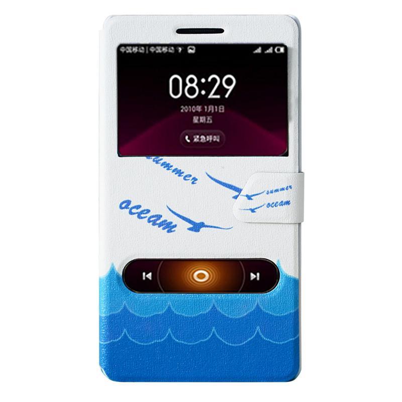 ERTE 红米note手机套 手机壳 卡通保护皮套 适用于红米note/红米note增强版 倒影 彩绘卡通皮套 蓝色海洋