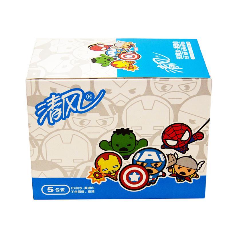 清风 湿巾 漫威卡通洁肤湿巾10片(纸盒装5包)
