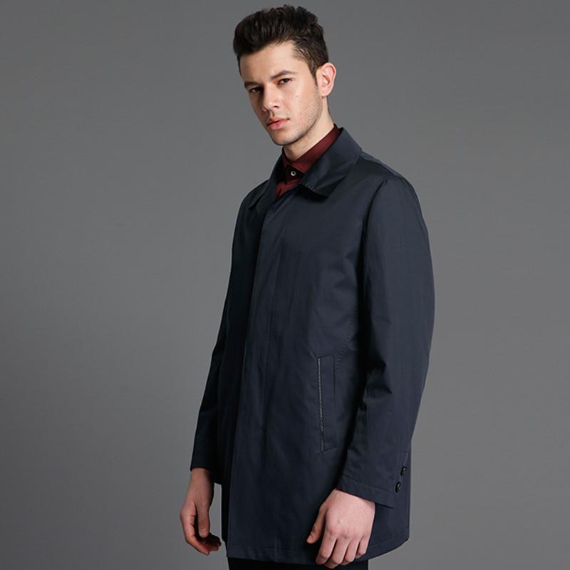 虎豹男装春季商务休闲藏青修身版立翻两用领单风衣h01c15110 藏青 46