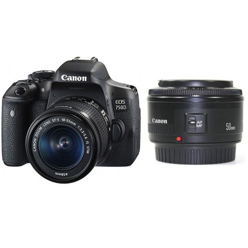 佳能（Canon） EOS 750D 单反双头套机（EF-S 18-55mm f/3.5-5.6 IS STM+EF 50mm f/1.8 STM 镜头）+包+卡+清洁套装+读卡器+UV滤镜