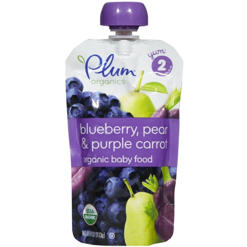 美国谷百 有机果泥2段 蓝莓香梨紫胡萝卜味 113克 Plum Organics 婴儿輔食