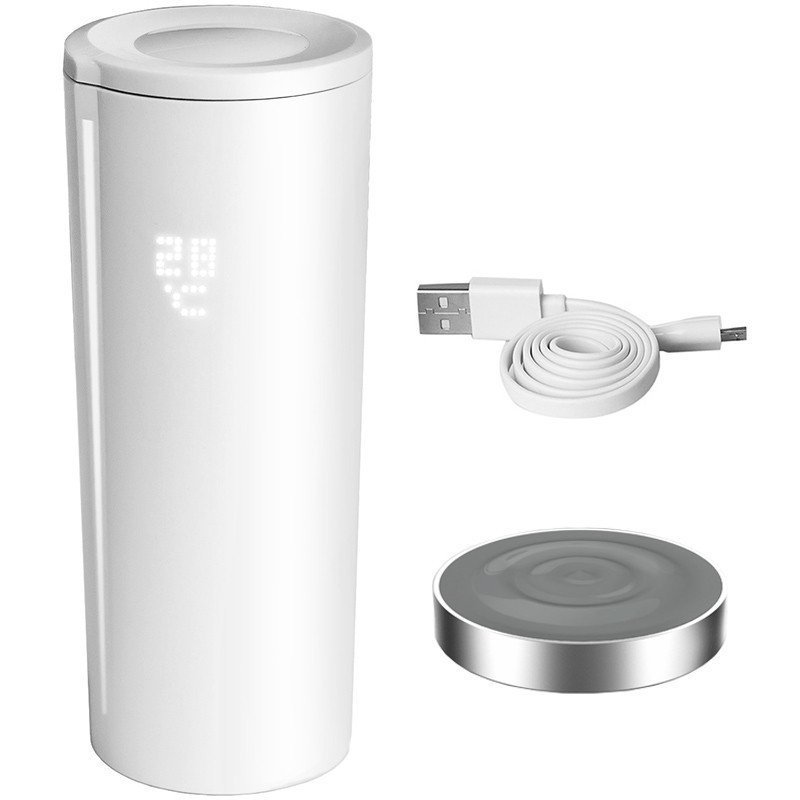 爱拼图（ipinto）智能水杯 APP饮水提醒 LED水温显示 无线充电 创意礼品 waterever W011白色款