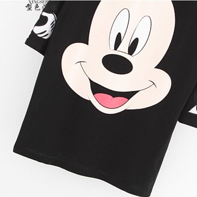 型色滨依 ぶ女装中长款性感黑色网纱漏肩米奇头学院风t恤街b132611625