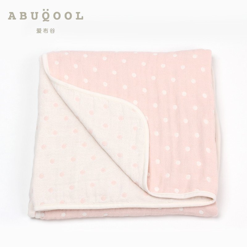 爱布谷日本进口六层纱布婴儿抱毯新生儿包被春夏宝宝抱被空调盖毯 70*100cm 粉色