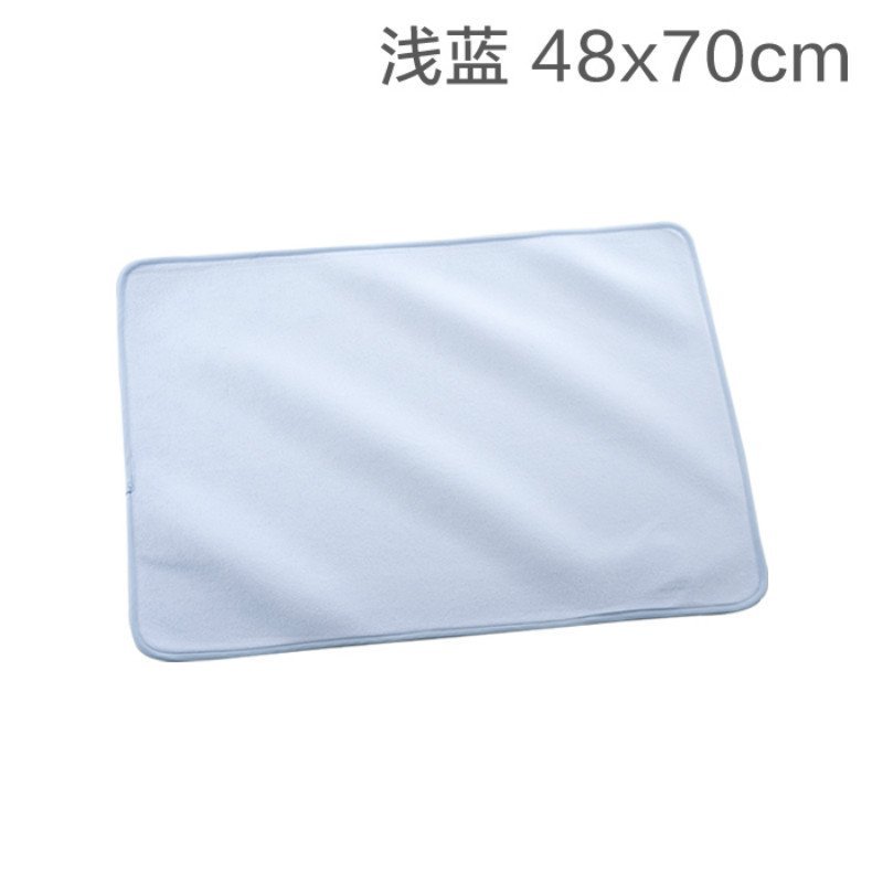 艾娜骑士 3D竹纤维隔尿垫婴儿防水大号可洗月经垫防尿垫纯棉包边 浅蓝48*70
