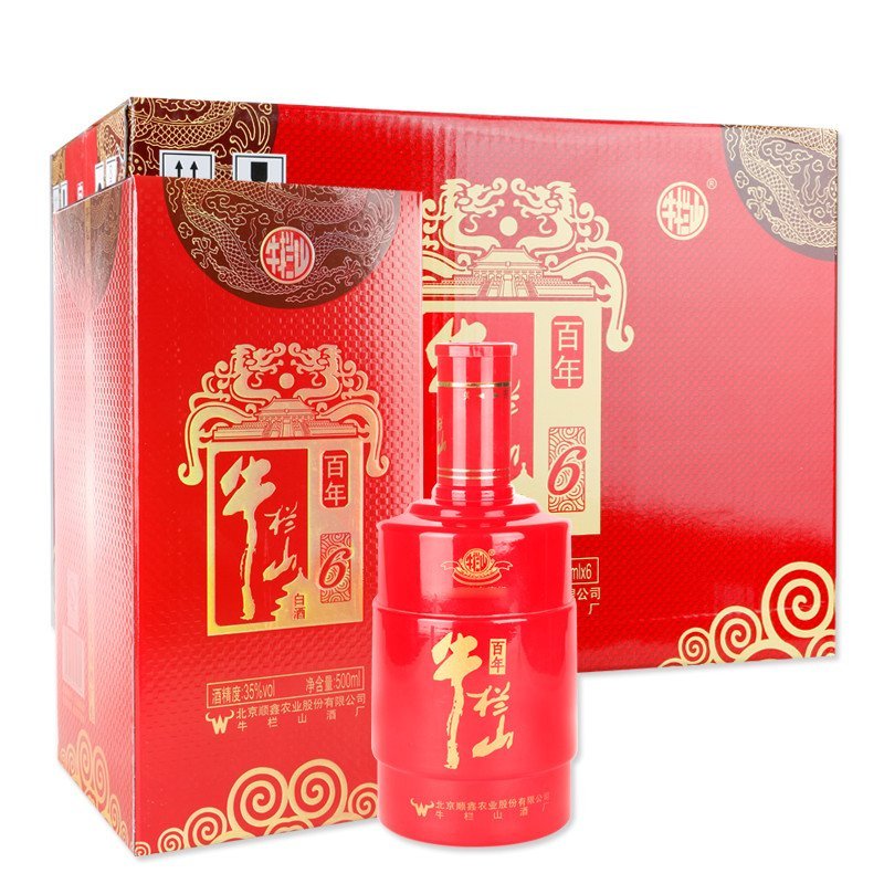 牛栏山 百年红6 35度 500ml*6瓶 浓香型白酒 整箱装