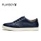花花公子 PLAYBOY 2016秋款男式潮流休闲皮鞋户外时尚板鞋 FPEQDX10027 蓝色 40码
