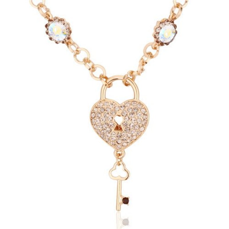 千寻海风爱心锁水晶项链 时尚韩国 采用施华洛世奇元素水晶 生日礼物