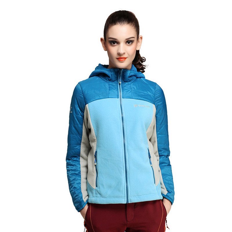 探路者2015秋冬新款女式抓绒服抗静电保暖KACD92574 XL 玛雅蓝/蔚蓝