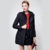 鸭鸭 女装带帽波点羽绒服中长款加厚正品冬装B-138