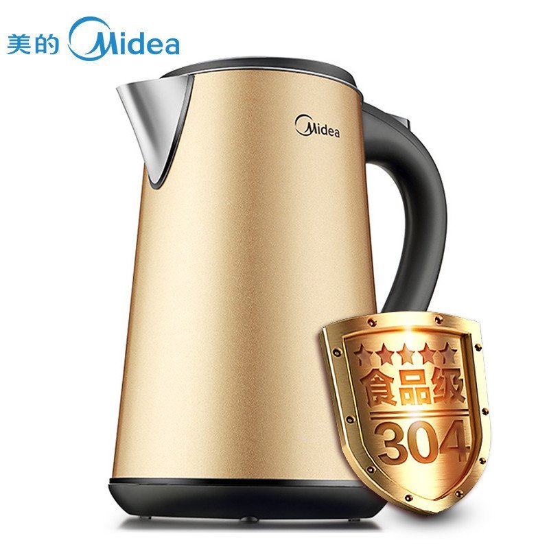 美的（Midea）WHJ1507b 三层彩钢进口温控不锈钢一体1.5L电水壶