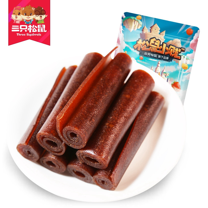 任选【三只松鼠_小贱卷卷果丹皮208g】休闲零食蜜饯小吃果脯山楂卷
