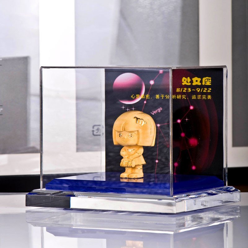 梦克拉Mkela 星座系列绒沙金铸金星座摆件 水瓶座