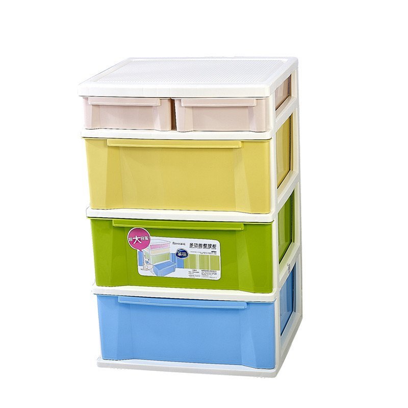 茶花收纳柜多功能整理柜 大容量糖果色塑料抽屉式收纳盒储物柜 图片色