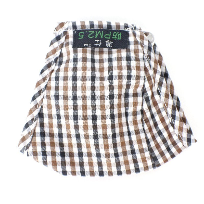 透气防尘双微过滤片口罩可拆洗加强型男女立体口罩 儿童米黄格子