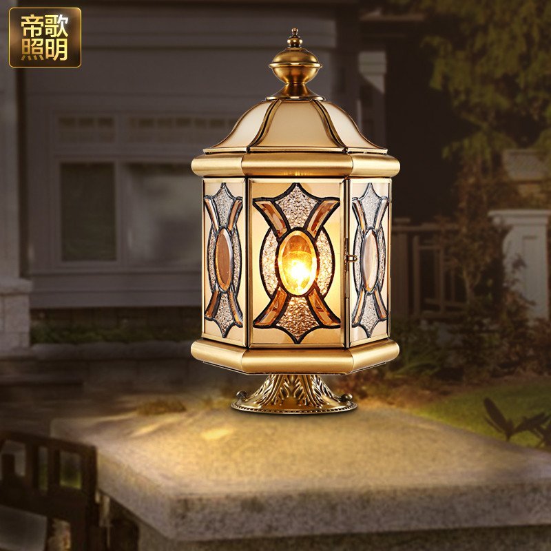 帝歌 欧式全铜灯 庭院防水铜灯 美式乡村别墅室外阳台墙头柱头灯 21cm*41cm