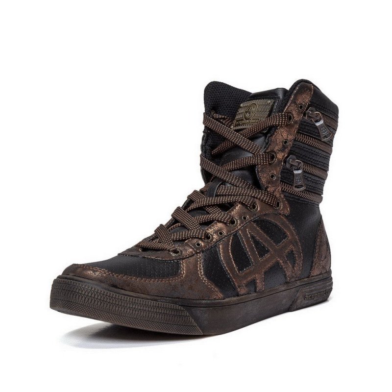 奥卡索acupuncture 裂纹系带男鞋 舒适休闲鞋潮流高帮鞋 ap496