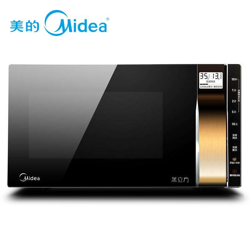 美的(Midea)微波炉 X3-235A 微电脑侧拉式平板变频智能 蒸立方 光波炉