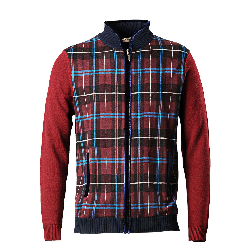 美尔雅(MAILYARD)男装毛衫 羊毛商务休闲男士毛衣 男式羊毛衫开衫 112 红蓝格 50