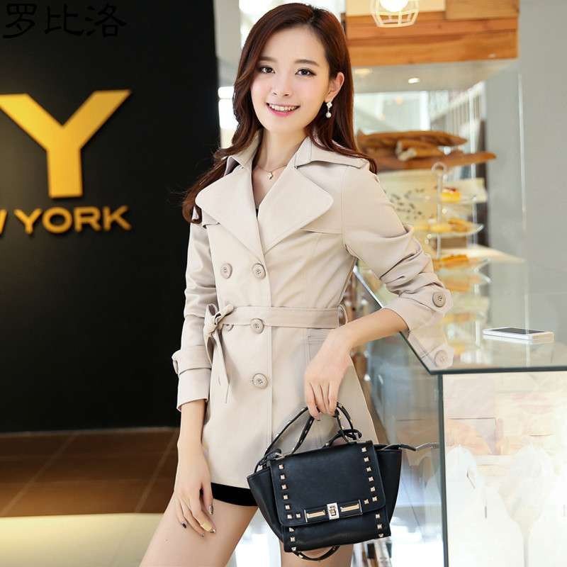 芷臻zhizhen风衣女中长款2020年秋季新款韩版气质休闲短款流行小个子外套春秋 米白色 XXXL