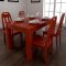 乐庭家具 实木餐桌餐椅套装 餐桌椅组合 橡胶木餐桌餐台 1.35米海棠色长方形饭桌 餐桌 餐椅两把装