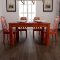 乐庭家具 实木餐桌餐椅套装 餐桌椅组合 橡胶木餐桌餐台 1.35米海棠色长方形饭桌 餐桌 一桌六椅