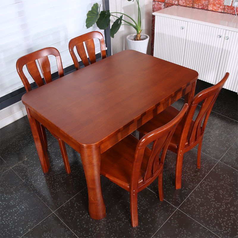 乐庭家具 餐桌 中式实木餐桌椅套装 橡木餐桌餐椅组合 饭桌 餐桌 包配送安装 一桌六椅